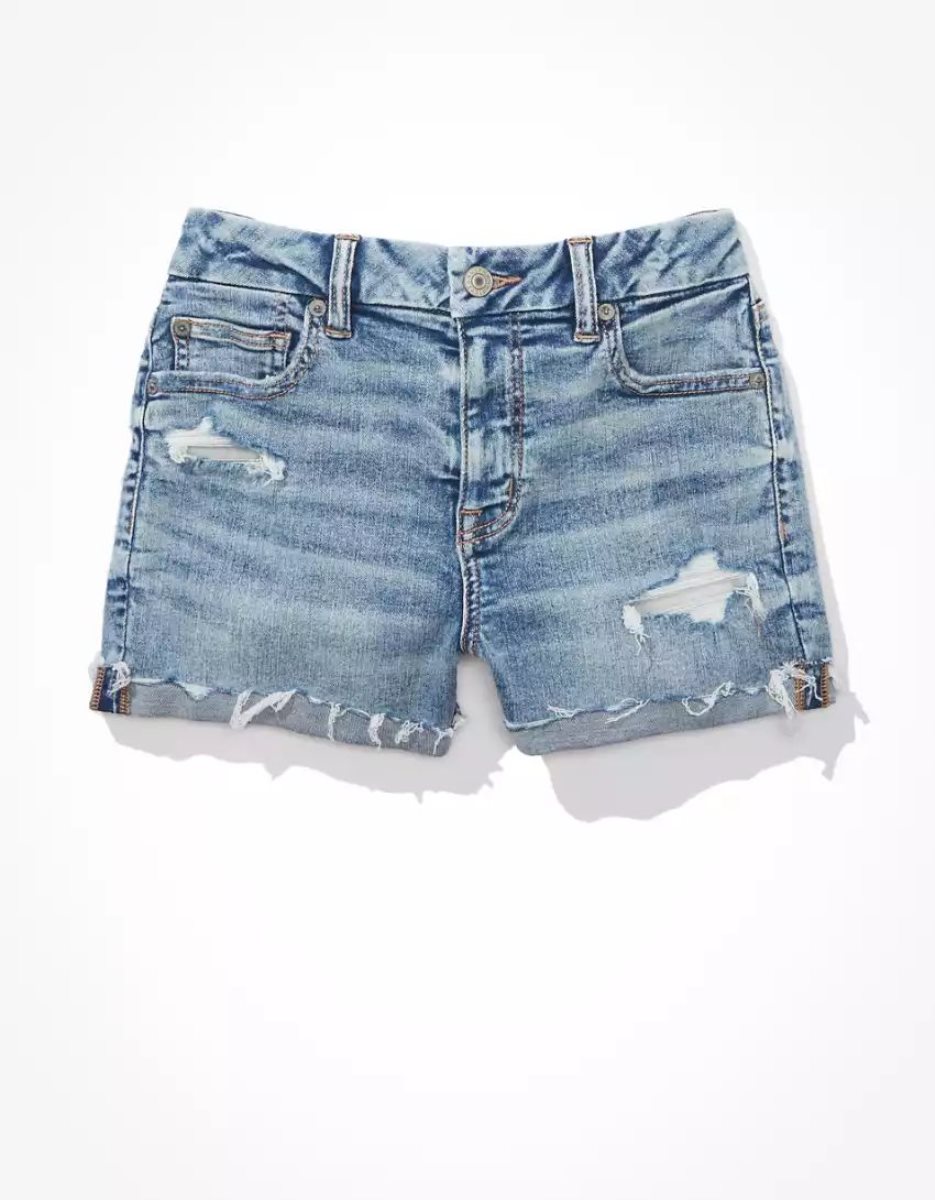 Shorts American Eagle AE Ne(x)t Level Curvy High-Waisted Denim Lavage Clair Femme | KRA-92918261